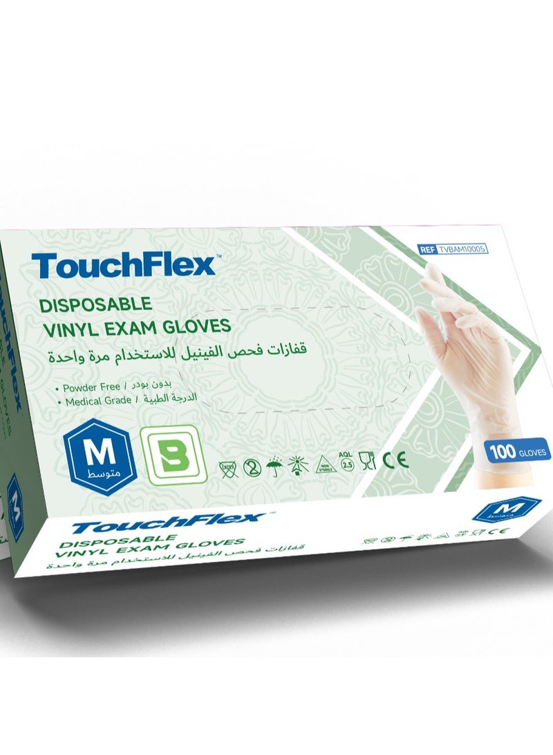 TouchFlex 100-Piece Vinyl Exam Gloves Medical Powder-Free, Medical Grade, Non-Sterile, Ambidextrous, Latex-Free, Single Use, Small  - Image 4