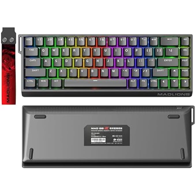 rayihni لوحة مفاتيح الألعاب المغناطيسية MADLIONS MAD68 HE مع مفتاح سريع الاستجابة، 65% RGB قابل للتعديل، تأثير هول، معدل استجابة فائق السرعة 8K، مفاتيح PBT قابلة للتبديل، لوحة مفاتيح ميكانيكية لأجهزة الكمبيوتر/ماك (أسود) - Image 3
