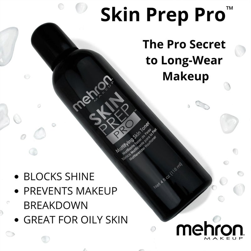 Mehron Makeup Skin Prep Pro Mattifying Skin Toner | Long Lasting Pre-Makeup Primer 4 fl oz (120 ml) - Image 2