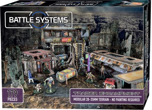 Battle Systems Modular Tabletop 3D Gaming SciFi Terrain Perfect for 28mm35mm Miniatures and Figures No Painting Required Science Fiction Aliens 40K Wargame Trader Encampment - Image 1