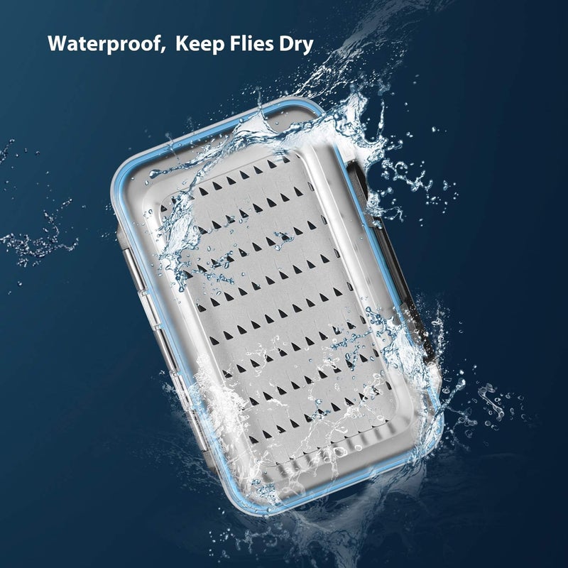 Gonex Fly Fishing Box Two-Sided Waterproof Lightweight Fly Box Easy Grip Transparent Lid Fly Fishing Lures Box Multiple Sizes - Image 2
