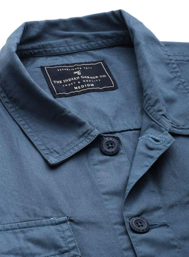 The Indian Garage Co Men Slim Fit Solid Full Sleeves Cutaway Collar Casual Over Shirt