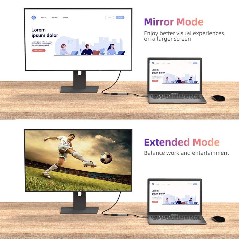 WALNEW USB C to HDMI Adapter 4K 60Hz, Type-C Male to HDMI Female Cable Converter, USBC Thunderbolt 3 Monitor Dongle for Mac MacBook,iPad Pro/Air, Samsung Galaxy,Chromebook,Surface,Dell XPS,Android TV - Image 3