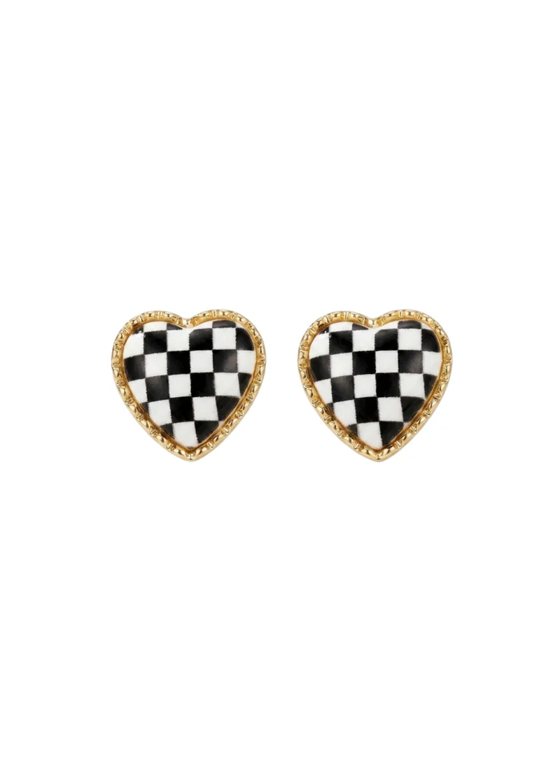 Sosha Elegance Retro Heart Stud Earrings