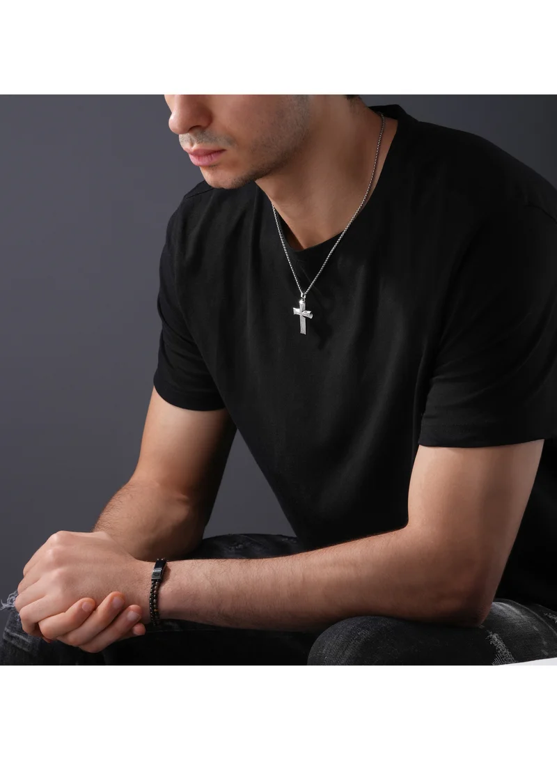 POLICE  Crossroads Stainless Steel Gents Necklace with Cross Pendant for Men | Best Price UAE