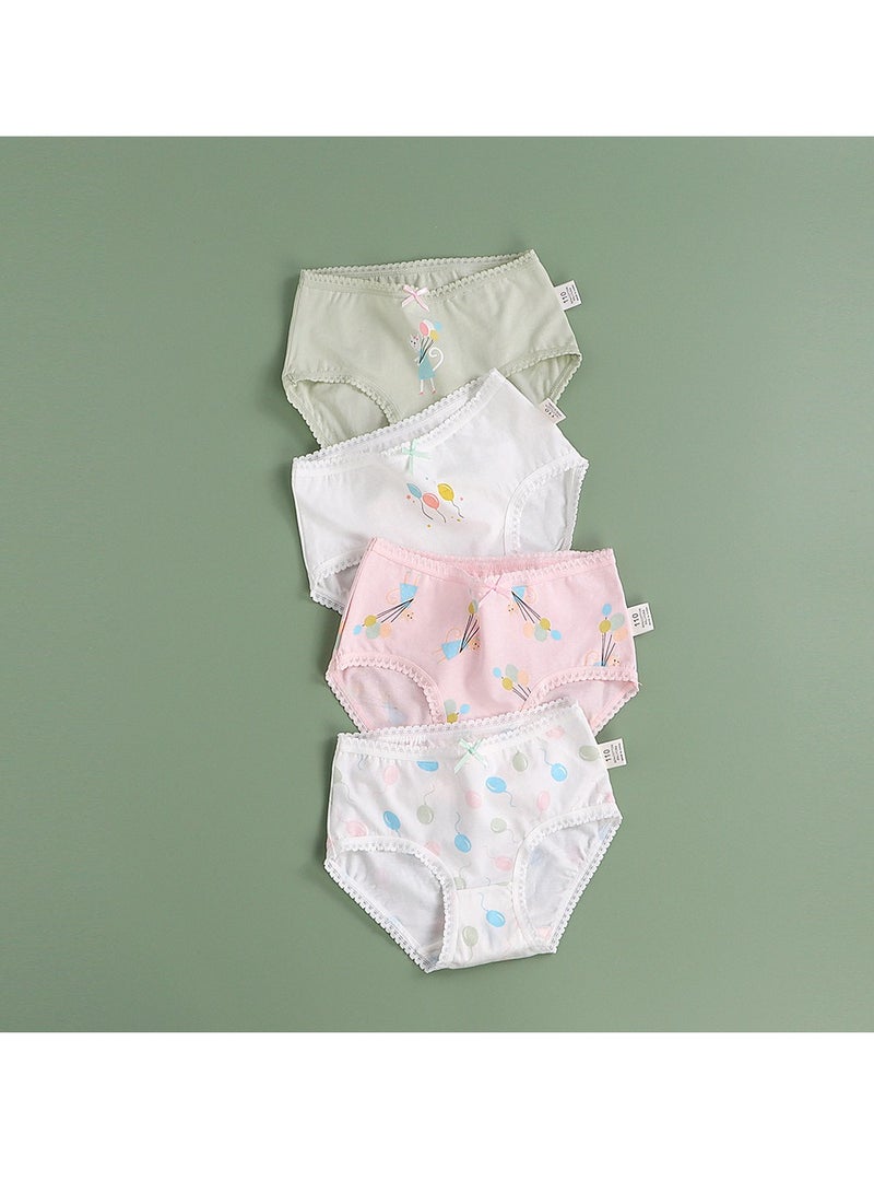 ريدمابليتيك 4 قطع من سراويل داخلية قطنية للبنات على شكل حرف A - Image 1