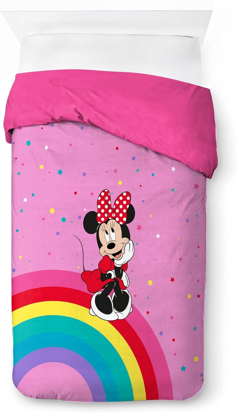 Jay Franco Disney Minnie Mouse Rainbow 100% Cotton Single Duvet Cover Set - Includes 50 x 70 cm Pillowcase - Image 2
