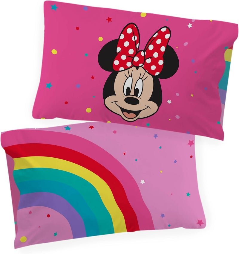 Jay Franco Disney Minnie Mouse Rainbow 100% Cotton Single Duvet Cover Set - Includes 50 x 70 cm Pillowcase - Image 4
