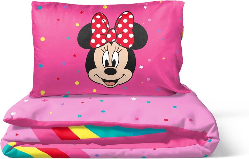 Jay Franco Disney Minnie Mouse Rainbow 100% Cotton Single Duvet Cover Set - Includes 50 x 70 cm Pillowcase - Image 5