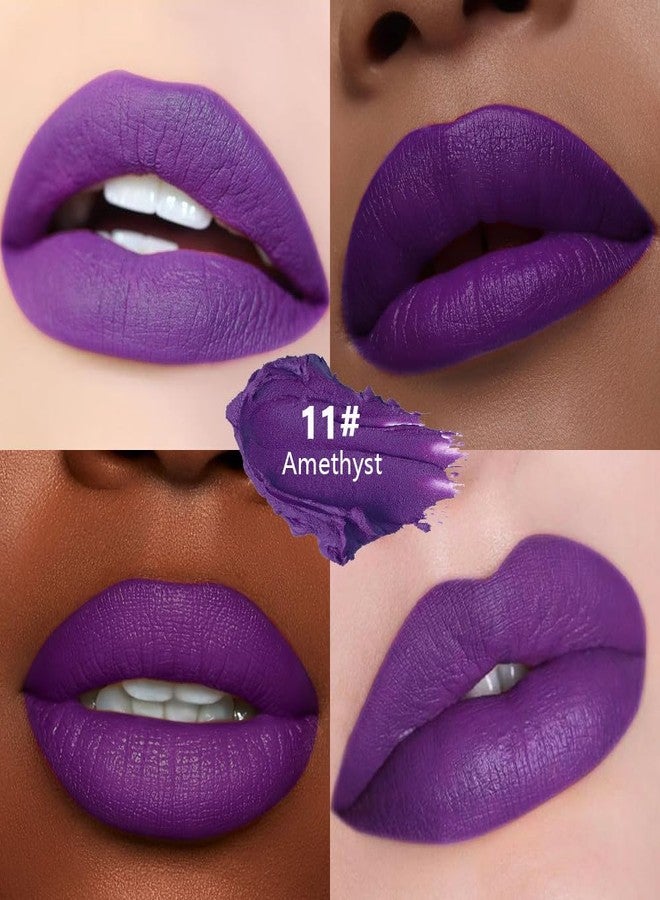 HHLTOH Amethyst Purple Matte Metallic Lipstick for Women, Crayon Lips & Face Paint Stick, Dark Purple Lip Stain Long Lasting Waterproof, Easy to Apply, Full-Coverage Lip Gloss,Halloween Birthday Party Makeup - Image 3