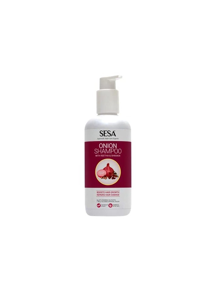 Sesa Onion Shampoo with Reetha & Shikakai | Hair Growth, Hair Damage, Hair Strengthening & Hairfall Control | No Sulphates, Parabens, Silicones & Artificial Color | 300 ml (Pack of 1) - Image 1