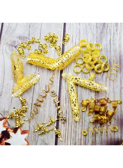 RechicGu 58 Pieces Hair Braids Dread Locs Jewelry Long Snake Swirl Filigree Dreadlocks Accessories Pirate Beard Tube Beads Cuff Rings Hair Decoration Gold  - Image 3