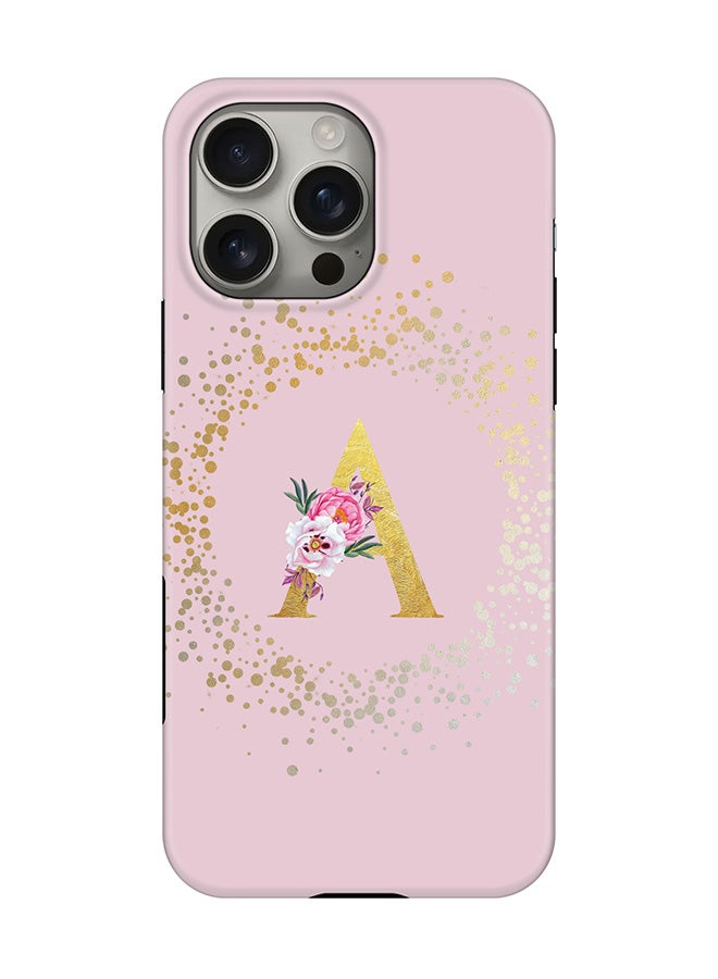 Stylizedd Tough Pro Magnetic Case for iPhone 16 Pro Max, Dual Layer hybrid PC + TPU Mobile Cover Matte - Custom Monogram Floral - A  (Pink ) - Image 1