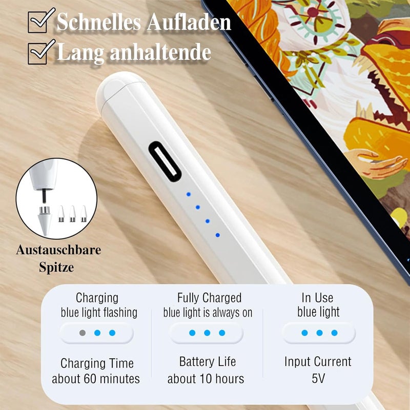 Luntak Universal Stylus Pens for Touch Screens POM Tip Magnetic iPad Pencil Rechargeable Tablet Pencil Active Stylus Pen for Android/iPad/Pro/Air/Mini/iPhone/Samsung/Lenovo/iOS/and Other Smartphone Devices - Image 4