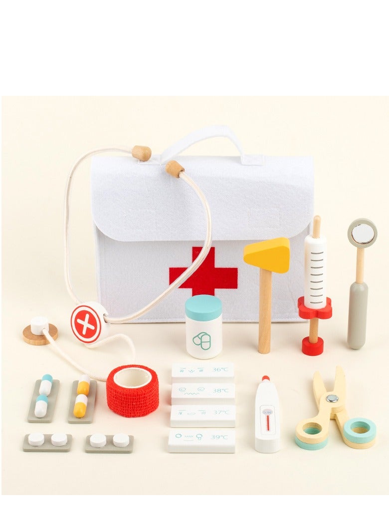 Wooden Family Medical Bag For Babies, Puzzle Simulation, Injection, Medical Treatment, Small Doctor, Nurse Toy ﻿ - Image 2