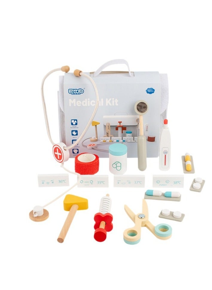 Wooden Family Medical Bag For Babies, Puzzle Simulation, Injection, Medical Treatment, Small Doctor, Nurse Toy ﻿ - Image 1
