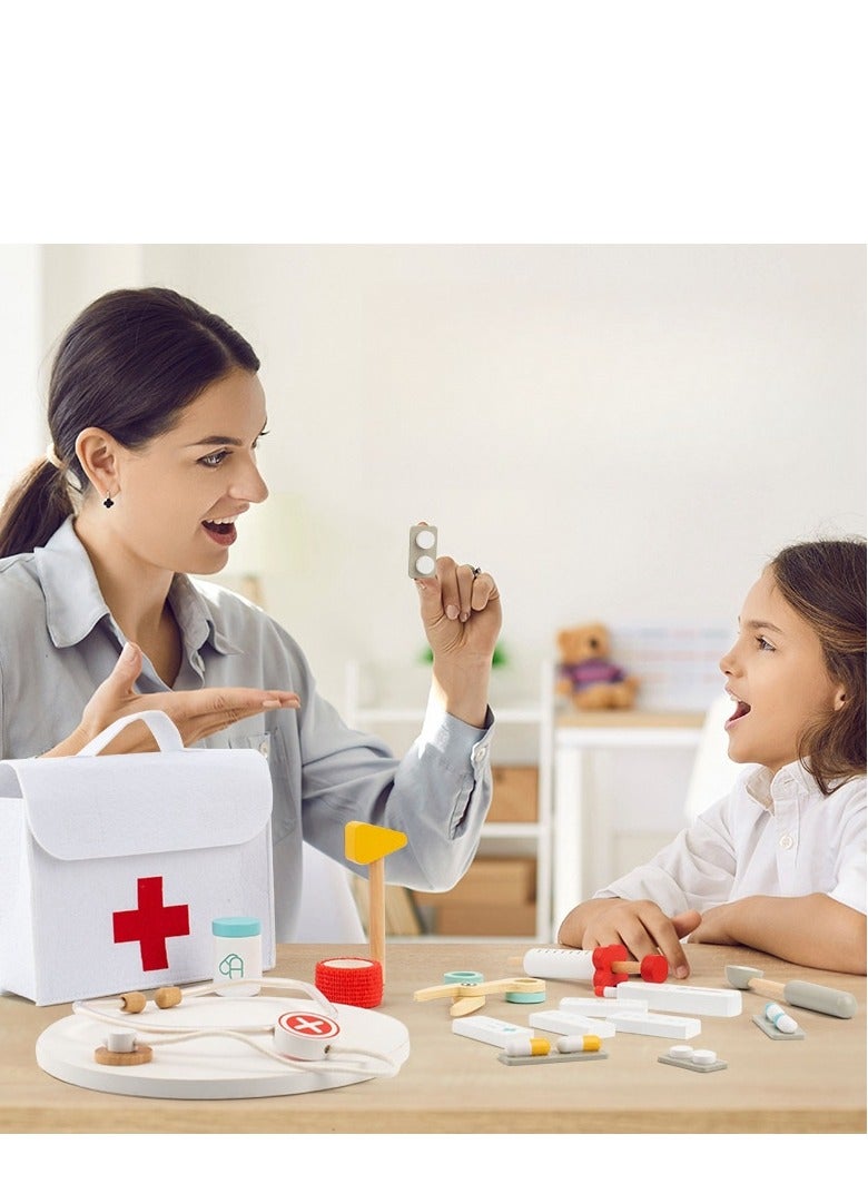 Wooden Family Medical Bag For Babies, Puzzle Simulation, Injection, Medical Treatment, Small Doctor, Nurse Toy ﻿ - Image 5