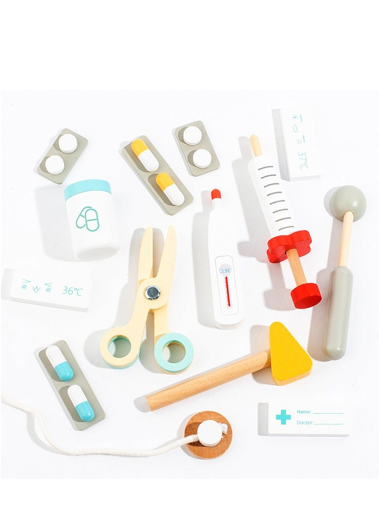 Wooden Family Medical Bag For Babies, Puzzle Simulation, Injection, Medical Treatment, Small Doctor, Nurse Toy ﻿ - Image 3