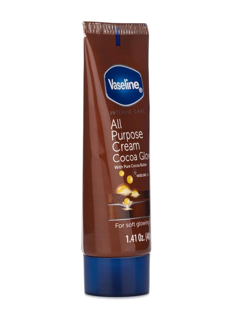 Vaseline - Vaseline All Purpose Cream Cocoa Glow, with Pure Cocoa Butter, 4-Pack, 1.41 FL Oz Each, 4 Tubes - Image 1