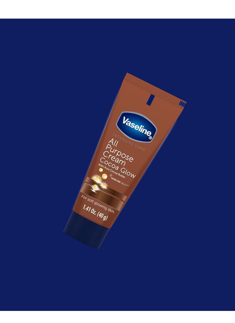 Vaseline - Vaseline All Purpose Cream Cocoa Glow, with Pure Cocoa Butter, 4-Pack, 1.41 FL Oz Each, 4 Tubes - Image 1