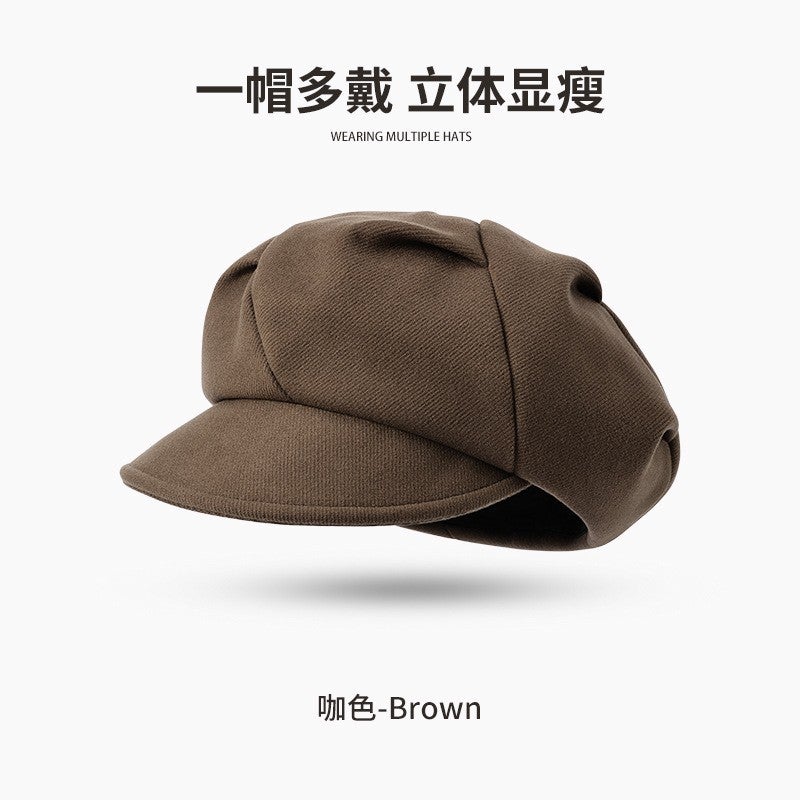 New autumn and winter beret womens wool fashion all-match Japanese painter hat windproof warm cloud hat DMZ102[retro] DMZ98; Curry color [retro] DMZ98; Curry color