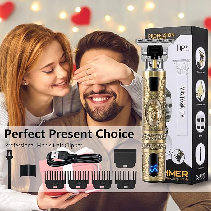 Hair Clippers Men 4 Limited Comb Electric Beard Trimmer with Waterproof TBlade USB Chargeable Mens Hair Clipper for Gift Beard Grooming Kit for Barbers Haircut Gold