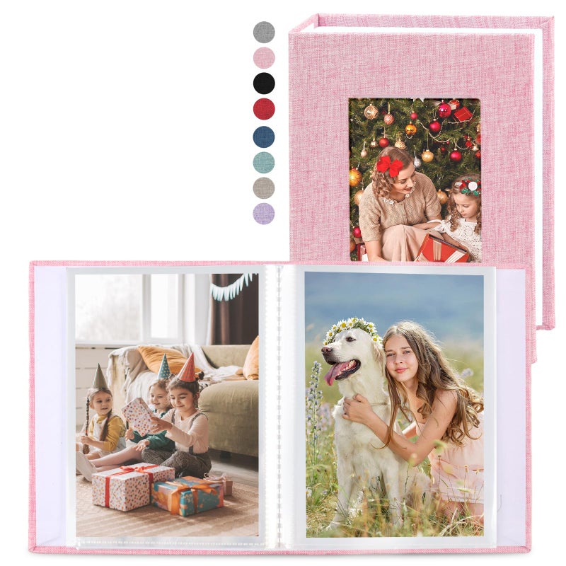 vivinin 2 Pack Photo Album 4x6, Linen Cover Photo Book, Small Photo Album Book for 36 Pockets Hold 72 Pictures, Picture Book for Photos Family Anniversaries Baby Vacationsï¼ˆPinkï¼‰ - Image 1