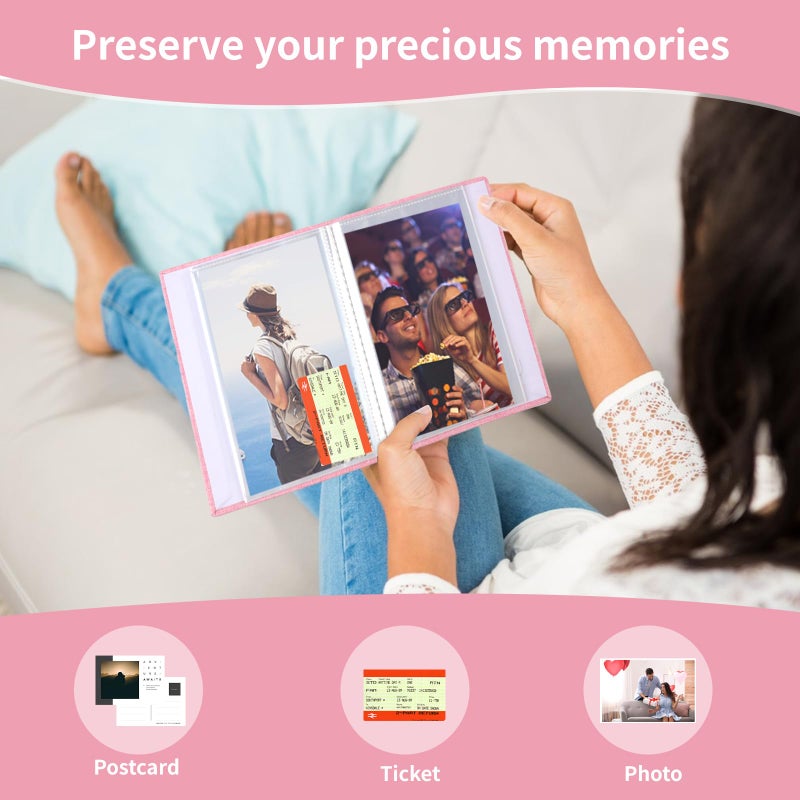 vivinin 2 Pack Photo Album 4x6, Linen Cover Photo Book, Small Photo Album Book for 36 Pockets Hold 72 Pictures, Picture Book for Photos Family Anniversaries Baby Vacationsï¼ˆPinkï¼‰ - Image 4