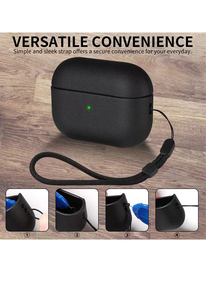 Generic - Air pods 4  with Leather Silicone Case Front LED Light  Visible Compatible with Air pods 4 Generation - Image 1