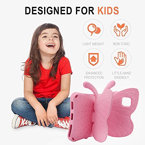 FunnyWin iPad 12 A19 2026 Tablet Case Kids, iPad 11 inch A16 10 12th Gen 2025 Butterfly Case with Kickstand Light EVA Full Boby Drop Protective Rugged Shockproof Kid-Proof Kid Tablet Cover for Girl (Pink) - Image 2