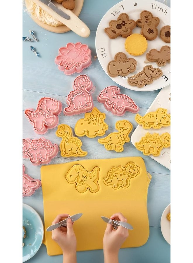 Oasisgalore 8-Piece 3D Dinosaur Cookie Cutters Set with Embossing Plunger Stampers - for Biscuit, Fondant, and Cheese  - Image 3