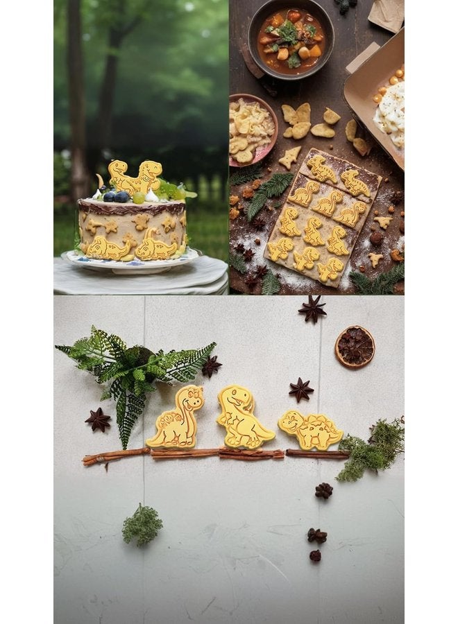 Oasisgalore 8-Piece 3D Dinosaur Cookie Cutters Set with Embossing Plunger Stampers - for Biscuit, Fondant, and Cheese  - Image 4
