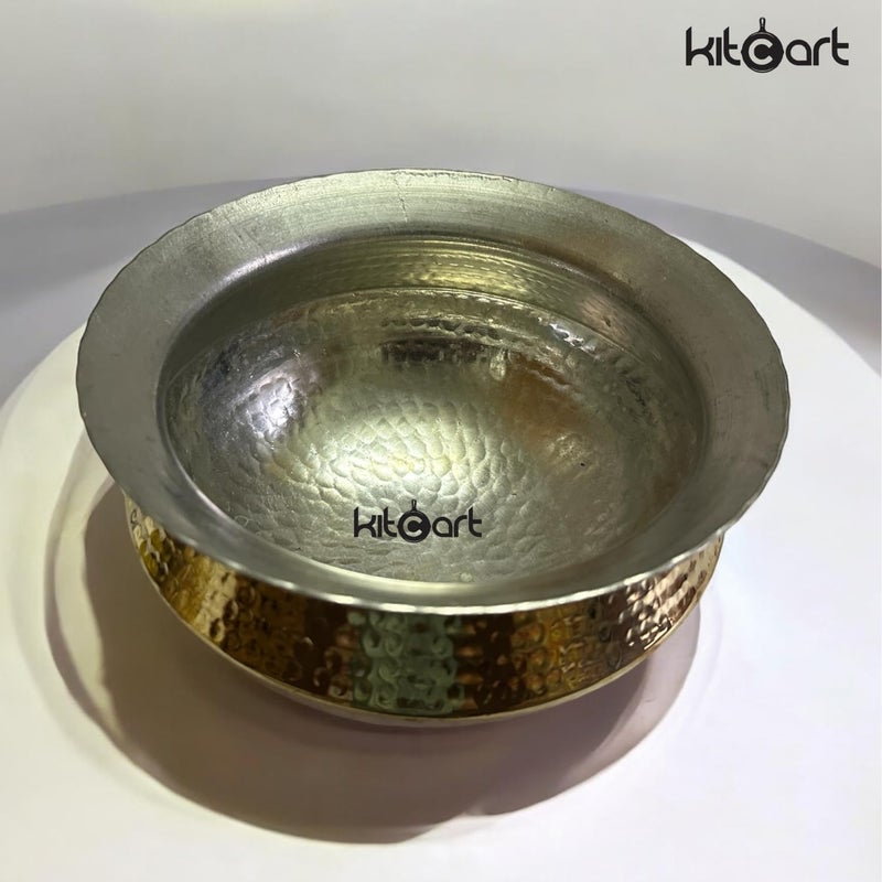 KITCART Brass Handi Sipri with Hammered Shinny Finish for Cooking Serving 2LITER - Image 4