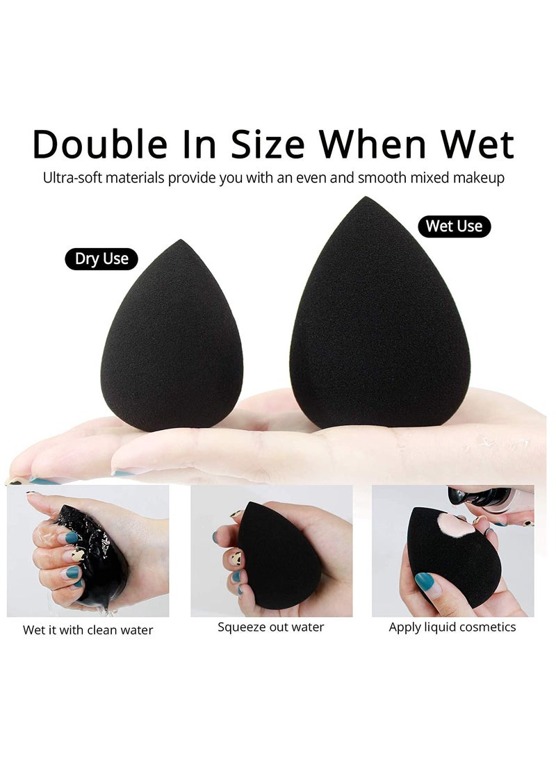 SYOSI Makeup Sponge, 10 Pcs Latex-free and Vegan Beauty Sponge, Flawless for Cream, Liquid Foundation & Powder Application, Professional Beauty Makeup Set for Dry & Wet Use (Purple & Black) - Image 4