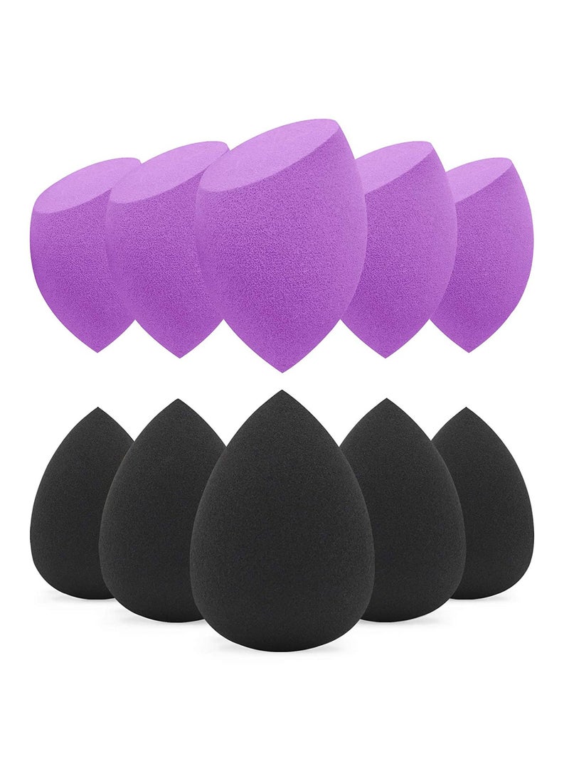 SYOSI Makeup Sponge, 10 Pcs Latex-free and Vegan Beauty Sponge, Flawless for Cream, Liquid Foundation & Powder Application, Professional Beauty Makeup Set for Dry & Wet Use (Purple & Black) - Image 1