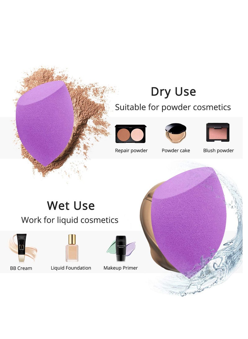 SYOSI Makeup Sponge, 10 Pcs Latex-free and Vegan Beauty Sponge, Flawless for Cream, Liquid Foundation & Powder Application, Professional Beauty Makeup Set for Dry & Wet Use (Purple & Black) - Image 5