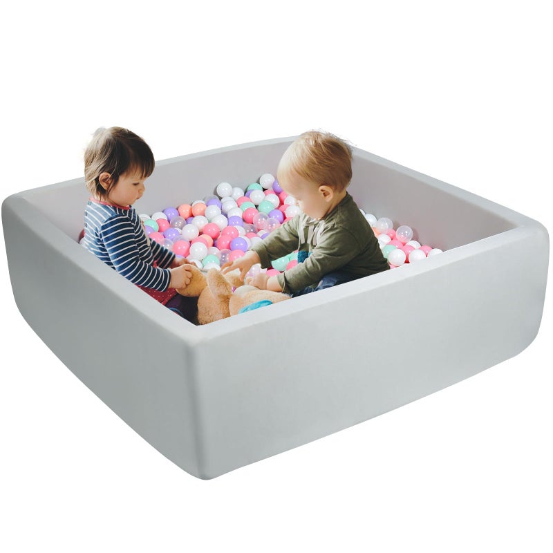 FUBOTRAD Ball Pits 472 x 472 x 137 Thickness 27 Foam Ball Pits for Kids Toddlers Soft Play Equipment for Toddlers Light Gray - Image 3