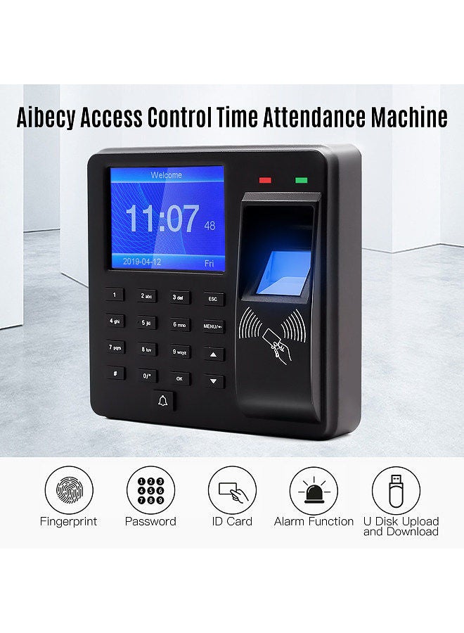 Generic Access Control Time Attendance Machine Fingerprint/Password/ID Card Recognition Time Clock with 2.4 Inch Display Screen Employee Checking-in Recorder Multi-language Support U Disk Export Report  - Image 3