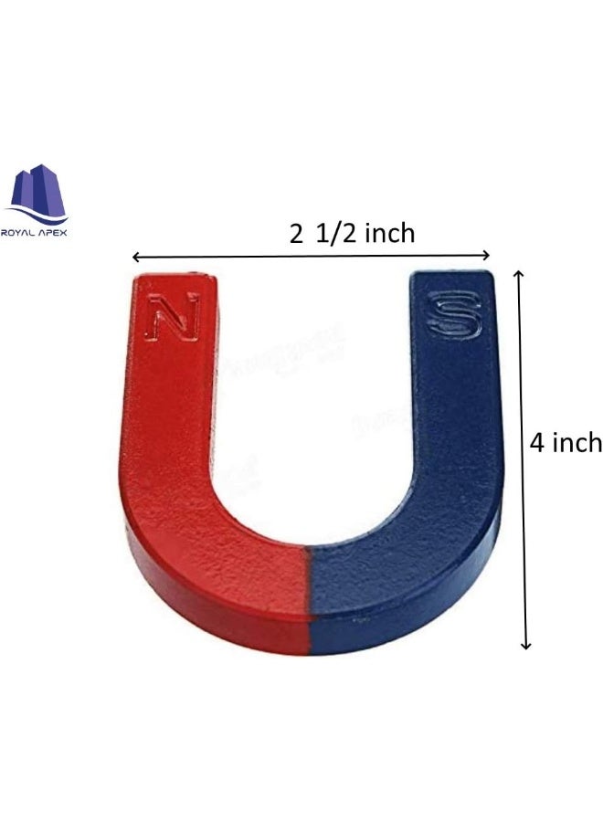 Royal Apex U Shaped Horseshoe Magnet Red Blue Painted Pole For Physics Experiment And Lab And Scientific Supplies Science Education (4 Inch)  - Image 2