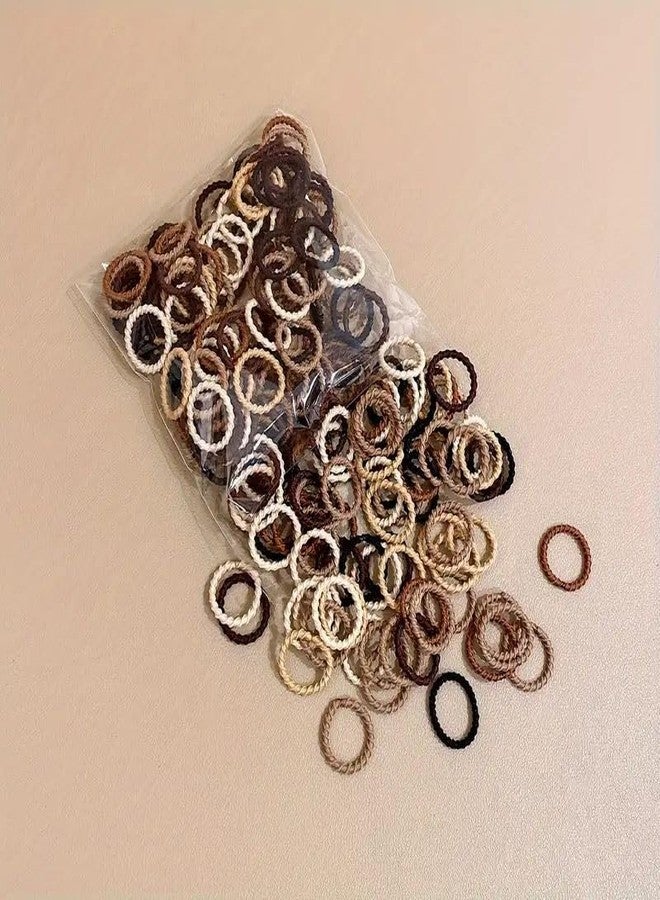 Radhya Accessories 90 pieces Sleek Cotton Hairties for Baby Girls Ponytail holders Cotton Rubberband for babies 2 CM small hairties hairbands for toddlers Gift for Kids Hair accessories for Kids (Brown) - Image 1