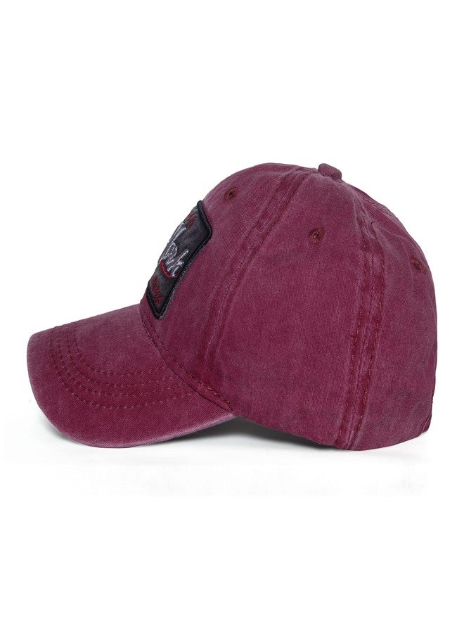 Aavjo New York Design Unisex Denim Cotton Cap with Adjustable Strap (Red) - Image 3