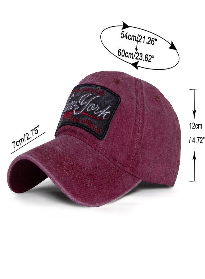 Aavjo New York Design Unisex Denim Cotton Cap with Adjustable Strap (Red) - Image 2