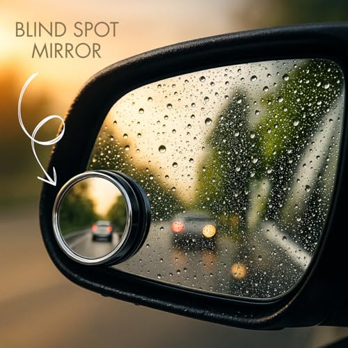 FLAVION HD Glass Blind Spot Mirror Round 360° Side view Blindspot with Frame, Self-Adhesive for universal car Fit with Adjustable Angle, Easy Installation for Cars, SUVs,Trucks (BLACK, PACK OF 1) - Image 2