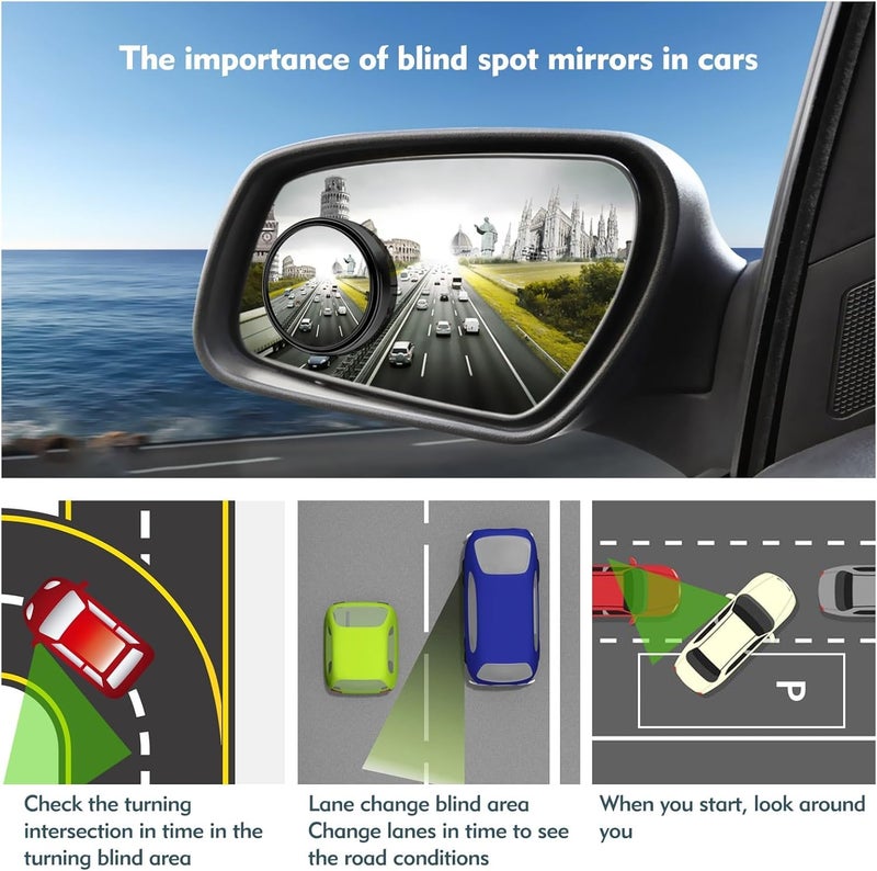 FLAVION HD Glass Blind Spot Mirror Round 360° Side view Blindspot with Frame, Self-Adhesive for universal car Fit with Adjustable Angle, Easy Installation for Cars, SUVs,Trucks (BLACK, PACK OF 1) - Image 5