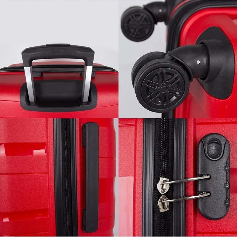 Esbuik Polypropylene Silicone Unbreakable Pp Suitcase Set of 3 (Cabin Medium Large Size)
