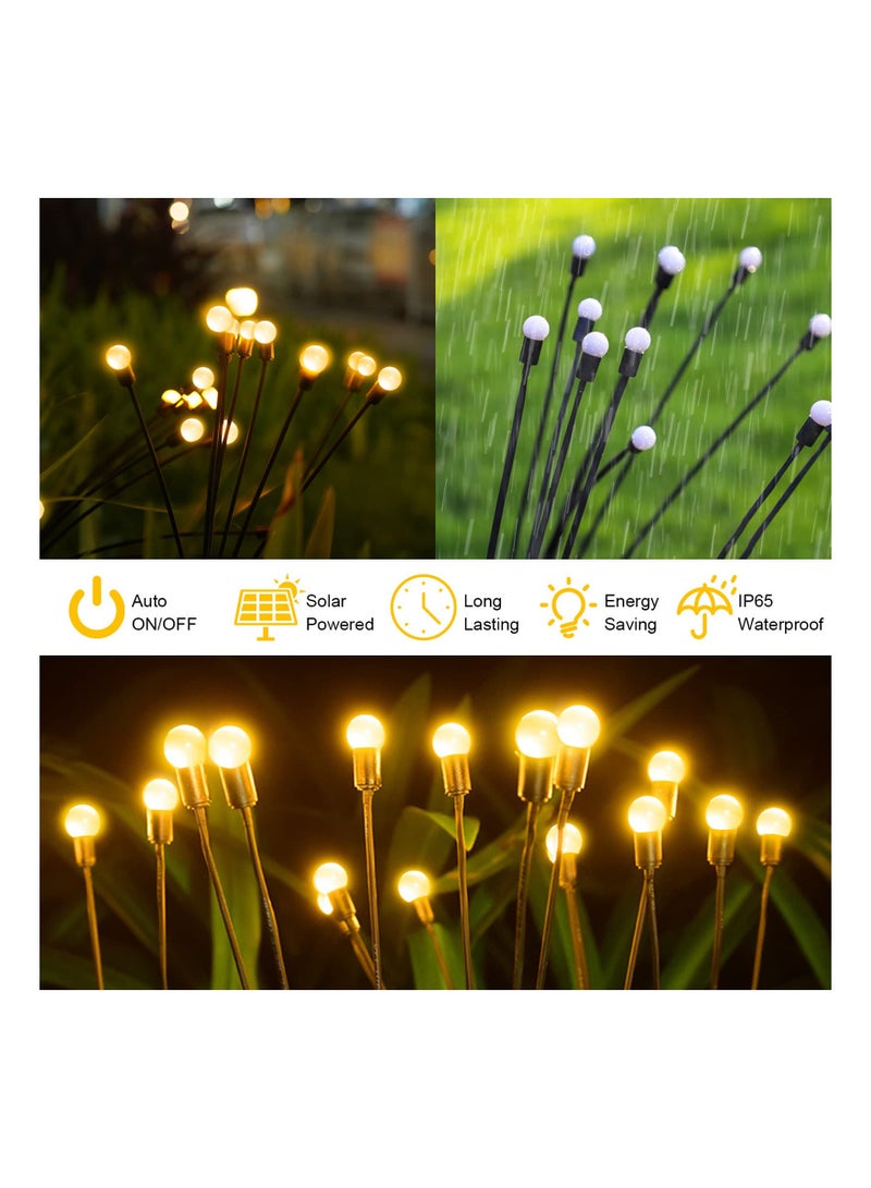 SYOSI Solar Lights Outdoor Garden,  2Pack 6LED Solar Firefly Lights, Waterproof Swaying Solar Lights with 2 Modes, Solar Garden Decorative Lights Yard Patio Pathway Decoration, Warm White  - Image 5