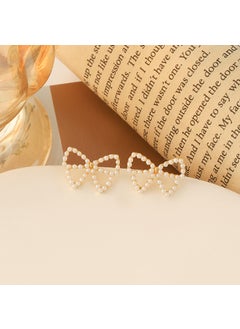 Ultra-fresh Small Design Sensation Butterfly Knot Pearl Earrings Luxury Hollow Out Pure Earrings Versatile Women