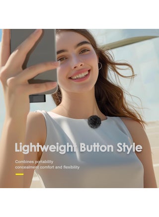 ميكروفون لاسلكى لأجهزة iPhone/Android مع Lightning/USB C(2 TX+2 RX+حافظة شحن)، ميكروفون صغير مع خاصية إلغاء الضوضاء، بطارية 35 ساعة، مشبك على ميكروفون لتسجيل الفيديو - view 2