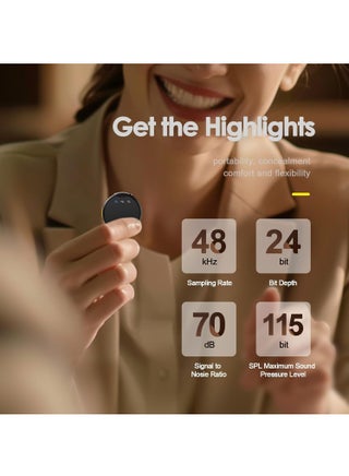 ميكروفون لاسلكى لأجهزة iPhone/Android مع Lightning/USB C(2 TX+2 RX+حافظة شحن)، ميكروفون صغير مع خاصية إلغاء الضوضاء، بطارية 35 ساعة، مشبك على ميكروفون لتسجيل الفيديو - view 3