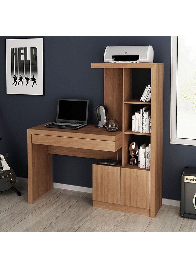 DANUBE HOME طاولة كمبيوتر Mia مكتب عمل محطة عمل حديثة للكمبيوتر المحمول طاولة ألعاب خشبية طاولة دراسة للمنزل والمكتب L 122.5 x W 46.5 x H 138 سم اللوز  - Image 1